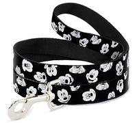 Buckle Down Disney Mickey Mouse Expressions Scattered Nero/Bianco Cane guinzaglio 2,5 cm di Larghezza