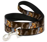 Buckle-Down DL-6FT-WDY372-N Guinzaglio per Animali Domestici, Donne e vagabondi, 2 Pose Scena Spaghetti Bacio, Marrone, 1,8 m L-1/2W