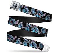 Buckle-Down Face Close-UP Full Color Seatbelt Belt-Stitch Poses/Hibiscus Sketch Black/Gray/Blue Webbing Grtel, Multicolore, 1.5" Wide-24-38 Inches in Length Uomo