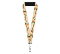 Buckle-Down Ford Lanyard, Ford Bronco Script Beige Brown Blue Orange, Elastic