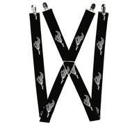 Buckle-Down Ford Suspenders, Ford Mustang Pony Silhouette Black Silvers 1.5-Inch