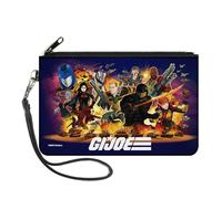 Buckle-Down GI Joe Portafoglio, Zip Pochette, GI Joe Universe Agents Explosion Group Pose e Logo Blu, Tela, Blu, LARGE, Casual