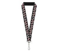 Buckle-Down Grateful Dead Lanyard, Grateful Dead Dancing Skeletons and Text Blac