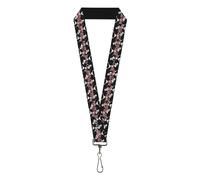 Buckle-Down Grateful Dead Lanyard, Grateful Dead Dancing Skeletons and Text Blac