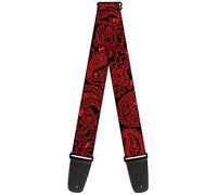 buckle-down gs-w30226 "bandana/teschi nero/rosso" tracolla per chitarra