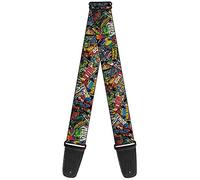 Buckle-Down GS-WAV035 - Tracolla per chitarra, stile retrò Marvel fumetti impilati, larghezza 5,1 cm e lunghezza 73,7-137,2 cm, GS-WAV035