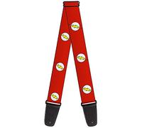 Buckle-Down GS-WFL004 - Tracolla per chitarra, con logo flash, larghezza 5,1 cm, colore: Rosso/Bianco/Giallo