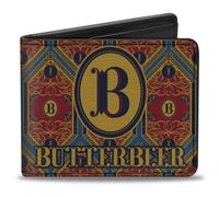 Buckle-Down Harry Potter Wallet, Bifold, Harry Potter Butterbeer Logo and Patter