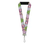 Buckle-Down Hasbro Lanyard, Candy Land Character Lineup Stripe Multi Color, Elas
