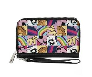 Buckle-Down Hasbro - Portafoglio, Zip Around, My Little Pony Friendship is Magic Close Up Blocks Collage, Pelle Vegana