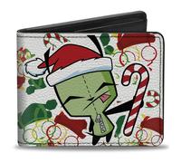 Buckle-Down Invader Zim Wallet, Bifold, Holiday Invader Zim Santa GIR Candy Cane