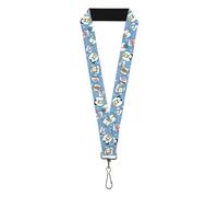 Buckle-Down Johnny Bravo Lanyard, Johnny Bravo Icon Blocks Collage Blues White,