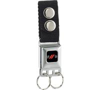 Buckle-Down Keychain, Seatbelt Buckle Dodge Rhombus Stripe Demon Hellcat Icon Bl