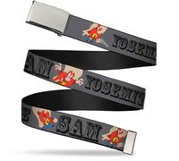 Buckle Down Kids' Big Web Belt Tweety 1.0" Yosemite Sam W/Poses Gray 1.25" Wide