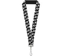 Buckle-Down Lanyard-1.0"-3-d Skulls Repeat Black/Grays/White 22" x 1" Multicolor