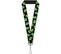 Buckle-Down Lanyard-1.0"-Aliens Head Scattered Galaxy2/green/black 22" x 1" Mult