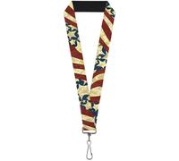 Buckle-Down Lanyard-1.0"-Americana Diagonal Vintage Stars & Stripes2 22" x 1" Mu