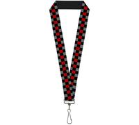 Buckle-Down Lanyard-1.0"-Checker Black/Gray/1 Red 22" x 1" Multicolor