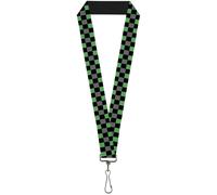 Buckle-Down Lanyard-1.0"-Checker Black/Gray/2 Green 22" x 1" Multicolor