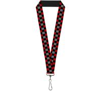 Buckle-Down Lanyard-1.0"-Checker Black/Gray/2 Red 22" x 1" Multicolor