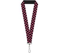 Buckle-Down Lanyard-1.0"-Checker Black/Honeysuckle Red 22" x 1" Multicolor