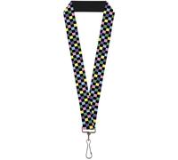 Buckle-Down Lanyard-1.0"-Checker Black/Multi Pastel 22" x 1" Multicolor