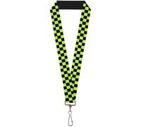 Buckle-Down Lanyard-1.0"-Checker Black/neon Green 22" x 1" Multicolor