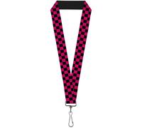 Buckle-Down Lanyard-1.0"-Checker Black/neon Pink 22" x 1" Multicolor