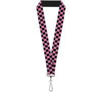 Buckle-Down Lanyard-1.0"-Checker Black/Pink 22" x 1" Multicolor