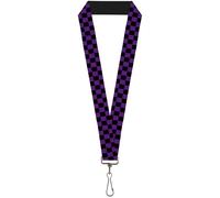 Buckle-Down Lanyard-1.0"-Checker Black/Purple 22" x 1" Multicolor