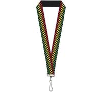 Buckle-Down Lanyard-1.0"-Checker Black/Rasta 22" x 1" Multicolor