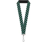 Buckle-Down Lanyard-1.0"-Checker Black/Teal 22" x 1" Multicolor