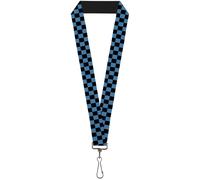 Buckle-Down Lanyard-1.0"-Checker Black/Turquoise 22" x 1" Multicolor