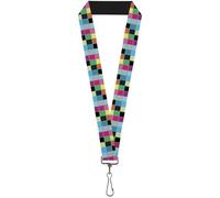 Buckle-Down Lanyard-1.0"-Checker Bright Pastel W/Outline 22" x 1" Multicolor