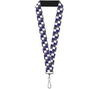 Buckle-Down Lanyard-1.0"-Checker Gray/Purple/White 22" x 1" Multicolor