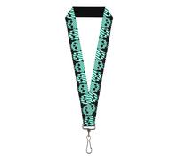 Buckle-Down Lanyard-1.0"-Checker & Stripe Skulls Black/White/Green One Size Mult