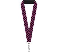 Buckle-Down Lanyard-1.0"-Checker Weathered Black/neon Pink 22" x 1" Multicolor