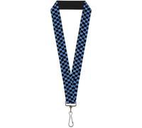 Buckle-Down Lanyard-1.0"-Checker Weathered Black/Turquoise 22" x 1" Multicolor