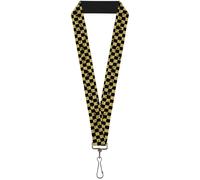 Buckle-Down Lanyard-1.0"-Checker Weathered Black/Yellow 22" x 1" Multicolor