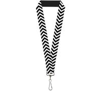 Buckle-Down Lanyard-1.0"-Chevron3 White/Black 22" x 1" Multicolor
