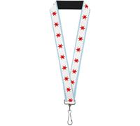 Buckle-Down Lanyard-1.0"-Chicago Flag 22" x 1" Multicolor