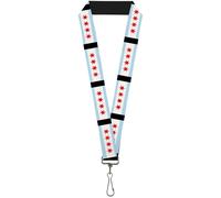 Buckle-Down Lanyard-1.0"-Chicago Flags/Black 22" x 1" Multicolor