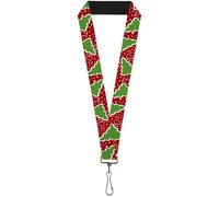Buckle-Down Lanyard-1.0"-Christmas Trees/Stars Red/White/Green 22" x 1" Multicol