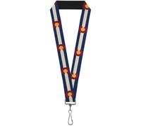 Buckle-Down Lanyard-1.0"-Colorado Flags2 Repeat Vintage 22" x 1" Multicolor