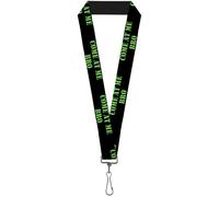 Buckle-Down Lanyard-1.0"-Come at Me-bro Black/Green Stencil 22" x 1" Multicolor