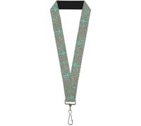Buckle-Down Lanyard-1.0"-Cross Repeat Leopard Turquoise/Pink 22" x 1" Multicolor