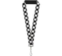 Buckle-Down Lanyard-1.0"-Diagonal Buffalo Plaid Black/White 22" x 1" Multicolor
