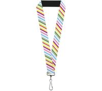 Buckle-Down Lanyard-1.0"-Diagonal Stripes White/Multi Color 22" x 1" Multicolor