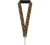 Buckle-Down Lanyard-1.0"-Diamonds Black/Multi Neon 22" x 1" Multicolor