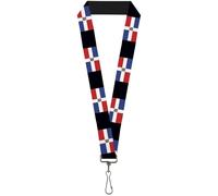 Buckle-Down Lanyard-1.0"-Dominican Republic Flags Black 22" x 1" Multicolor